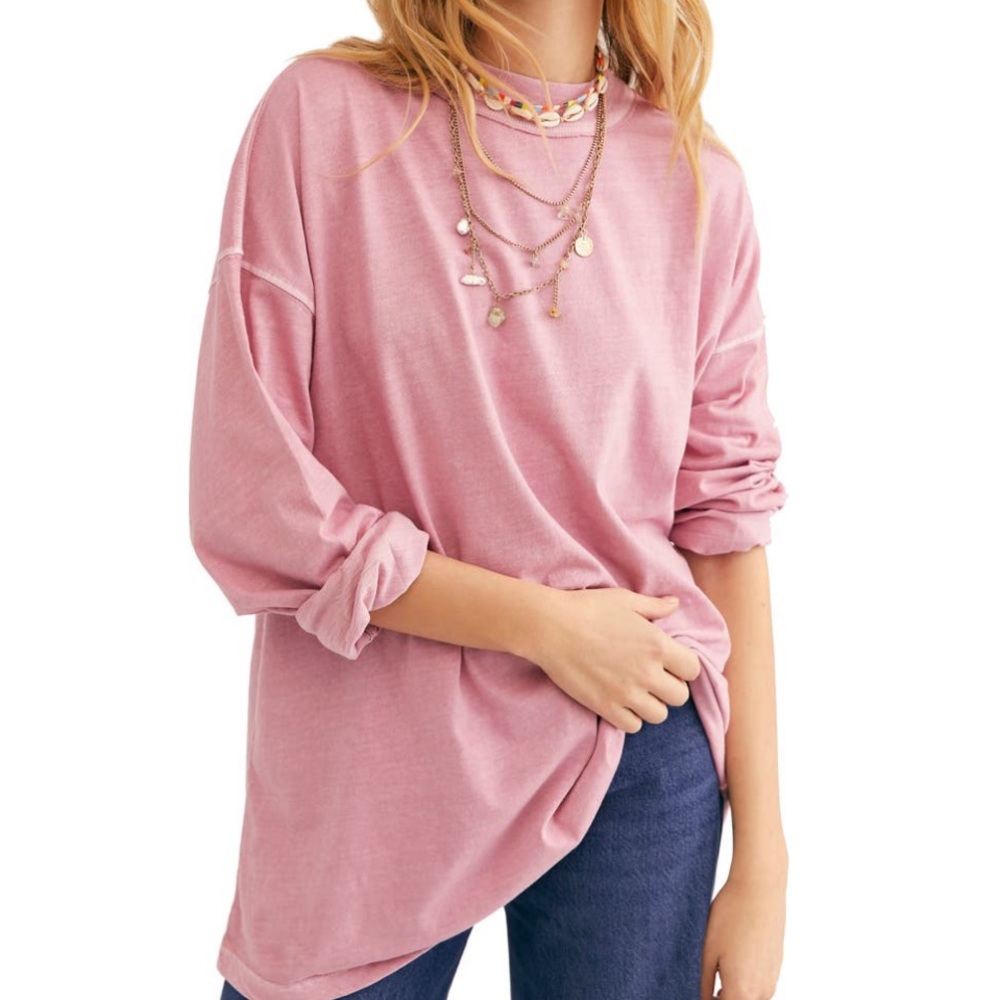 Free People | βWe The Freeβ Be Free Tunic Long Sleeve in Mauve - Size S - Picture 2 of 8